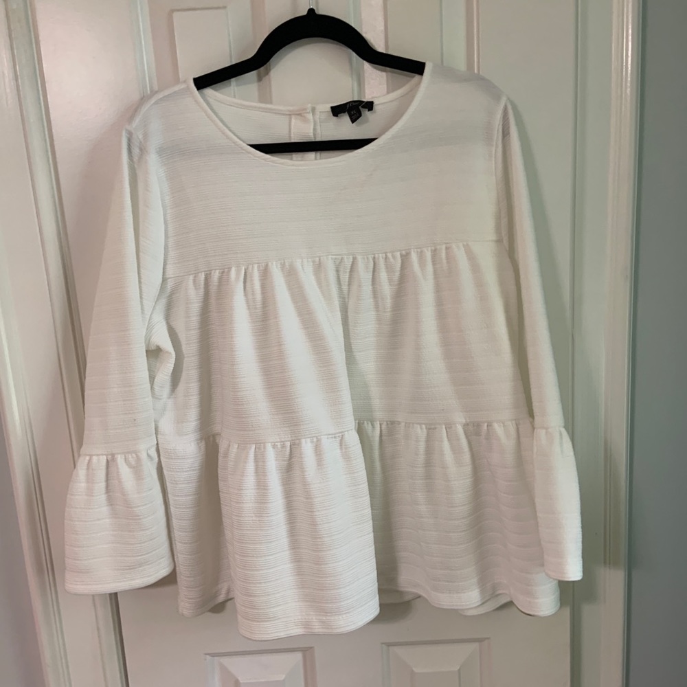 J. Crew White Long Sleeve Top